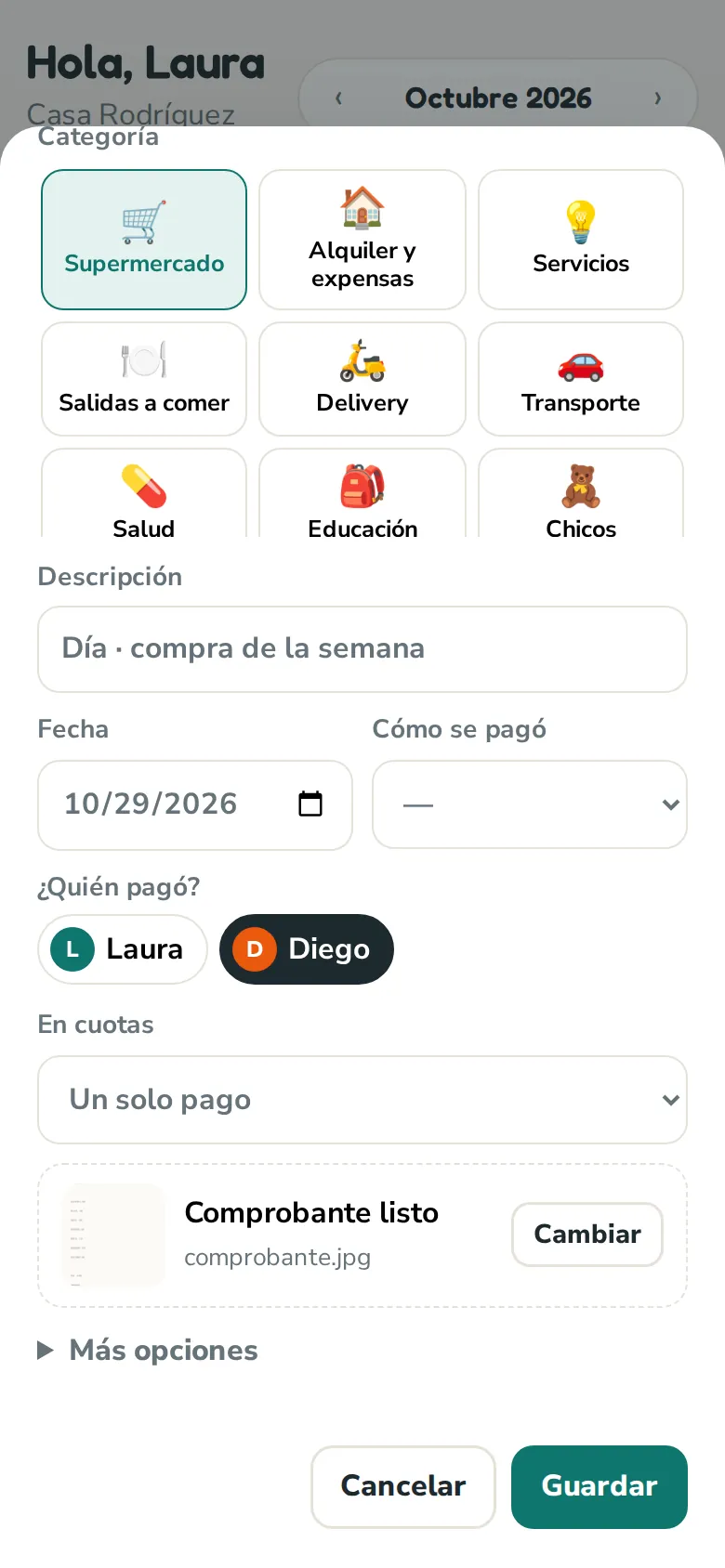 Cargar un gasto con la foto del ticket