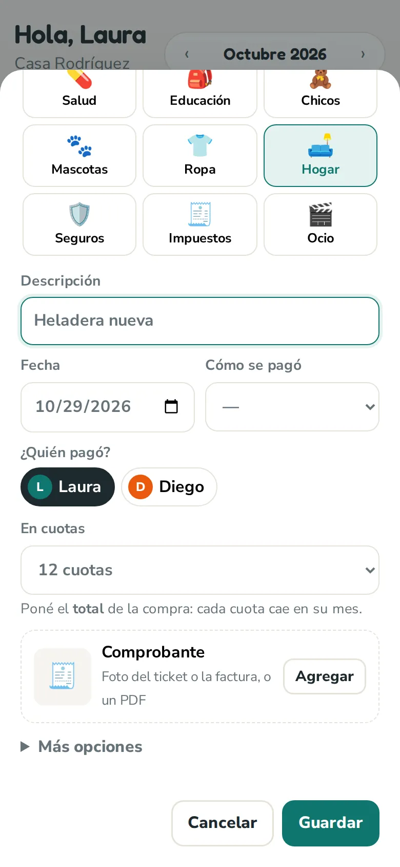 Una compra en 12 cuotas
